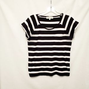 Jones New York Sport Black & White Striped Tee